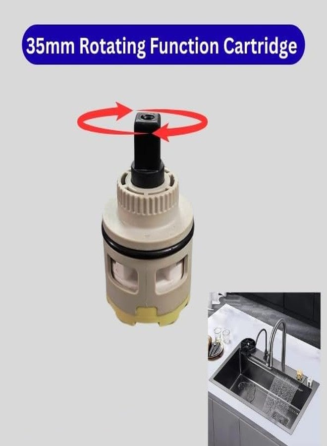 Ausam صمام خرطوشة حوض المطبخ من أوسام، مقاس 35 مم، ذو قلب قرص سيراميكي دوار، بديل لصنبور الخلاط للماء الساخن والبارد - Image 3